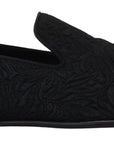 Dolce & Gabbana Elegant Jacquard Black Loafers Slide On Flats