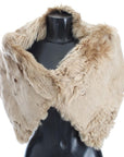 Dolce & Gabbana Elegant Alpaca Fur Shoulder Wrap in Beige