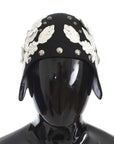 Dolce & Gabbana Elegant Black Floral Wool Cloche Hat