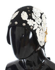 Dolce & Gabbana Elegant Black Floral Wool Cloche Hat