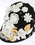 Dolce & Gabbana Elegant Black Floral Wool Cloche Hat