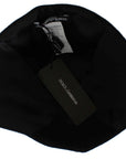 Dolce & Gabbana Elegant Black Floral Wool Cloche Hat