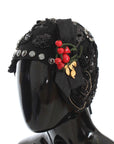 Dolce & Gabbana Elegant Black Crystal-Adorned Cloche Hat