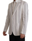 Dolce & Gabbana Elegant Striped Cotton Blend Blazer