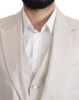 Dolce & Gabbana Elegant Light Gray Silk Blend Suit Jacket Set
