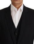 Dolce & Gabbana Elegant Black Martini Blazer and Vest Ensemble
