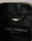 Dolce & Gabbana Elegant Black Leather Jacket with Silver Details