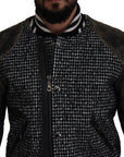 Dolce & Gabbana Multicolor Houndstooth Leather Bomber Jacket