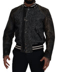 Dolce & Gabbana Multicolor Houndstooth Leather Bomber Jacket
