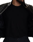 Dolce & Gabbana Multicolor Houndstooth Leather Bomber Jacket