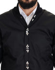 Dolce & Gabbana Elegant Black Crystal-Embellished Bomber Jacket