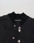 Dolce & Gabbana Elegant Black Crystal-Embellished Bomber Jacket