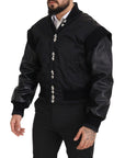 Dolce & Gabbana Elegant Black Crystal-Embellished Bomber Jacket