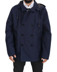 Dolce & Gabbana Elegant Double-Breasted Blue Parka Jacket