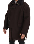 Dolce & Gabbana Elegant Dark Brown Shearling Coat Jacket