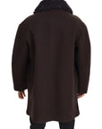 Dolce & Gabbana Elegant Dark Brown Shearling Coat Jacket