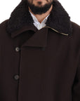 Dolce & Gabbana Elegant Dark Brown Shearling Coat Jacket