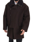 Dolce & Gabbana Elegant Dark Brown Shearling Coat Jacket
