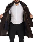 Dolce & Gabbana Elegant Dark Brown Shearling Coat Jacket