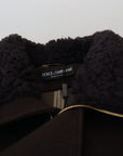 Dolce & Gabbana Elegant Dark Brown Shearling Coat Jacket