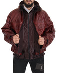 Dolce & Gabbana Elegant Bordeaux Full Zip Hooded Jacket