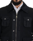 Dolce & Gabbana Elegant Full Zip Black Wool Blend Jacket