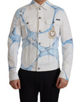 Dolce & Gabbana Multicolor Logo Embroidered Denim Jacket