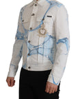 Dolce & Gabbana Multicolor Logo Embroidered Denim Jacket