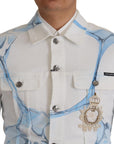 Dolce & Gabbana Multicolor Logo Embroidered Denim Jacket