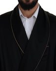 Dolce & Gabbana Elegant Black Silk Long Robe Coat
