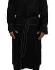 Dolce & Gabbana Elegant Black Silk Long Robe Coat