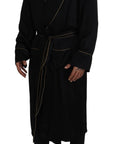 Dolce & Gabbana Elegant Black Silk Long Robe Coat
