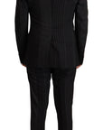 Dolce & Gabbana Elegant Black Striped Slim Fit Two-Piece Suit