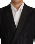 Dolce & Gabbana Elegant Black Striped Slim Fit Two-Piece Suit