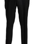 Dolce & Gabbana Elegant Black Striped Slim Fit Two-Piece Suit