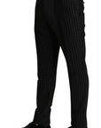 Dolce & Gabbana Elegant Black Striped Slim Fit Two-Piece Suit