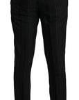 Dolce & Gabbana Elegant Black Striped Slim Fit Two-Piece Suit