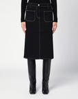 Courreges Courreges Courrèges Black denim midi skirt