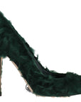 Dolce & Gabbana Elegant Green Xiangao Fur Leather Pumps