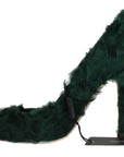 Dolce & Gabbana Elegant Green Xiangao Fur Leather Pumps
