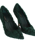 Dolce & Gabbana Elegant Green Xiangao Fur Leather Pumps