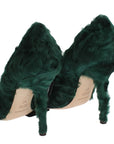 Dolce & Gabbana Elegant Green Xiangao Fur Leather Pumps