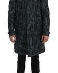 Dolce & Gabbana Blue Camouflage Trench Coat Elegance
