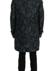 Dolce & Gabbana Blue Camouflage Trench Coat Elegance