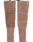 Dolce & Gabbana Elegant Beige Suede Elbow-Length Gloves