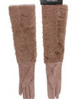 Dolce & Gabbana Elegant Beige Suede Elbow-Length Gloves