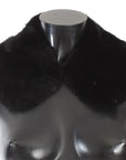 Dolce & Gabbana Elegant Black Mink Fur Shoulder Wrap Scarf