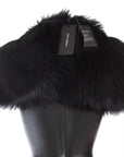 Dolce & Gabbana Elegant Black Fox Fur Silk Shoulder Wrap