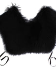 Dolce & Gabbana Elegant Black Fox Fur Silk Shoulder Wrap