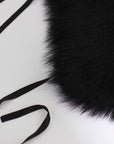 Dolce & Gabbana Elegant Black Fox Fur Silk Shoulder Wrap